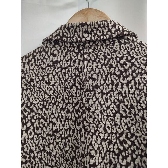 Charter Club Brown Cream Leopard Print Dress Jacket XL w/ Vintage Floral Brooch - Picture 3 of 16